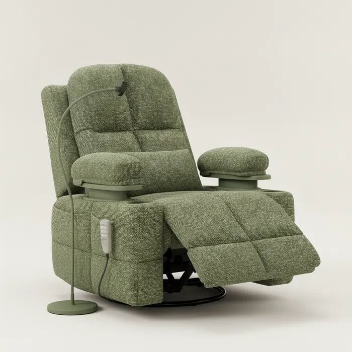 AI-generated representative product photo of the chair, reclined with footrest extended, on a neutral background — not an actual photo of the reviewed unit